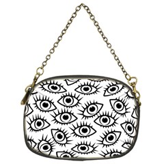 Black And White Cartoon Eyeballs Chain Purse (one Side) by SpinnyChairDesigns