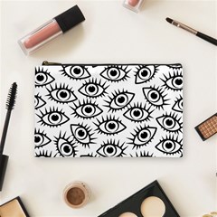 Black And White Cartoon Eyeballs Cosmetic Bag (medium) by SpinnyChairDesigns