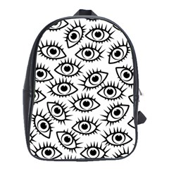 Black And White Cartoon Eyeballs School Bag (large) by SpinnyChairDesigns