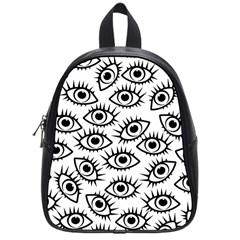 Black And White Cartoon Eyeballs School Bag (small) by SpinnyChairDesigns