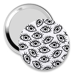 Black And White Cartoon Eyeballs 3  Handbag Mirrors by SpinnyChairDesigns