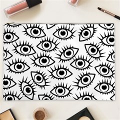 Black And White Cartoon Eyeballs Cosmetic Bag (xxl) by SpinnyChairDesigns