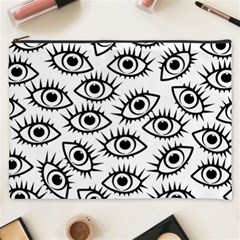 Black And White Cartoon Eyeballs Cosmetic Bag (xxxl) by SpinnyChairDesigns