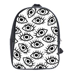 Black And White Cartoon Eyeballs School Bag (xl) by SpinnyChairDesigns