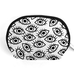 Black And White Cartoon Eyeballs Accessory Pouch (medium) by SpinnyChairDesigns