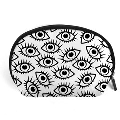 Black And White Cartoon Eyeballs Accessory Pouch (large) by SpinnyChairDesigns