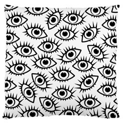 Black And White Cartoon Eyeballs Large Flano Cushion Case (two Sides) by SpinnyChairDesigns