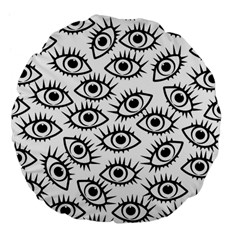 Black And White Cartoon Eyeballs Large 18  Premium Flano Round Cushions by SpinnyChairDesigns