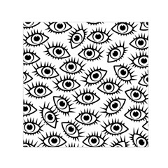 Black And White Cartoon Eyeballs Small Satin Scarf (square) by SpinnyChairDesigns