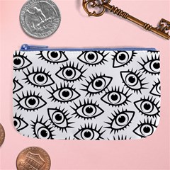 Black And White Cartoon Eyeballs Large Coin Purse by SpinnyChairDesigns