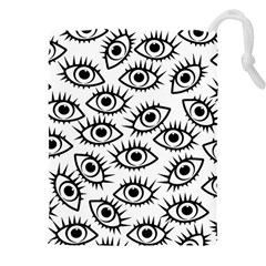 Black And White Cartoon Eyeballs Drawstring Pouch (4xl) by SpinnyChairDesigns