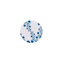 Abstract Blue Flowers On White 1  Mini Buttons by SpinnyChairDesigns