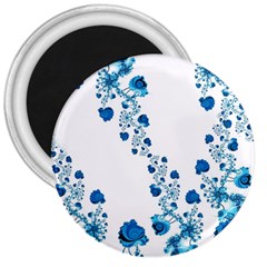 Abstract Blue Flowers On White 3  Magnets by SpinnyChairDesigns