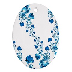 Abstract Blue Flowers On White Ornament (oval) by SpinnyChairDesigns