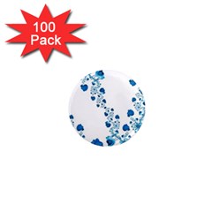 Abstract Blue Flowers On White 1  Mini Magnets (100 Pack)  by SpinnyChairDesigns