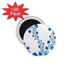 Abstract Blue Flowers On White 1 75  Magnets (100 Pack)  by SpinnyChairDesigns