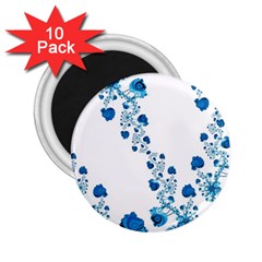 Abstract Blue Flowers On White 2 25  Magnets (10 Pack)  by SpinnyChairDesigns