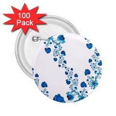 Abstract Blue Flowers On White 2 25  Buttons (100 Pack)  by SpinnyChairDesigns