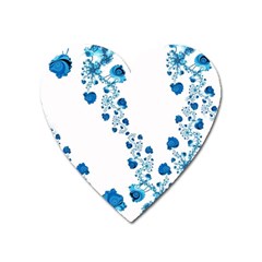 Abstract Blue Flowers On White Heart Magnet by SpinnyChairDesigns