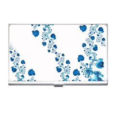 Abstract Blue Flowers On White Business Card Holder by SpinnyChairDesigns