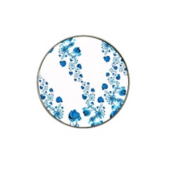 Abstract Blue Flowers On White Hat Clip Ball Marker (4 Pack) by SpinnyChairDesigns