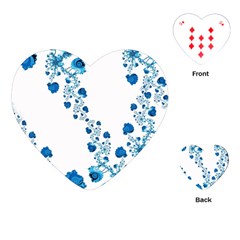 Abstract Blue Flowers On White Playing Cards Single Design (heart) by SpinnyChairDesigns