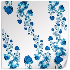 Abstract Blue Flowers On White Canvas 16  X 16  by SpinnyChairDesigns