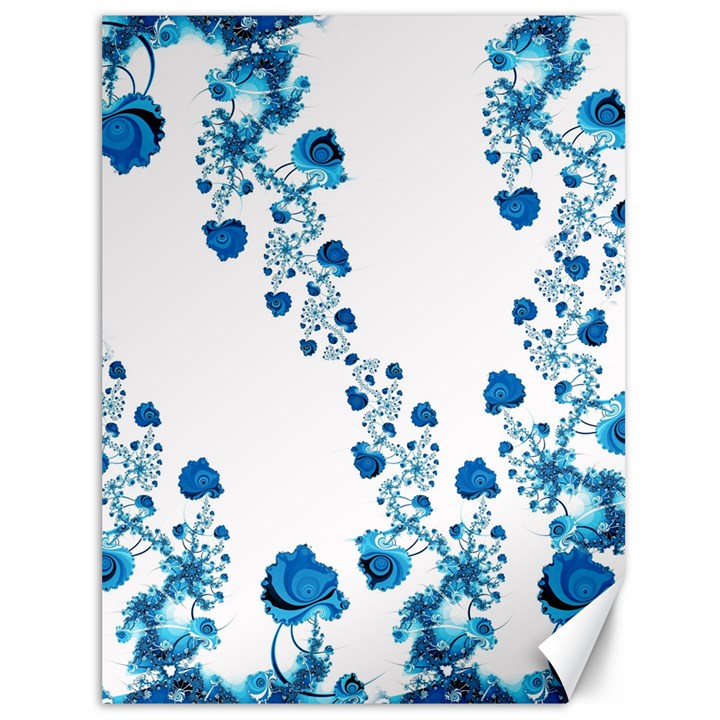 Abstract Blue Flowers on White Canvas 36  x 48 