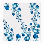 Abstract Blue Flowers on White Medium Glasses Cloth Front