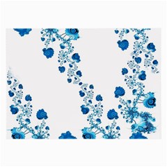 Abstract Blue Flowers On White Large Glasses Cloth