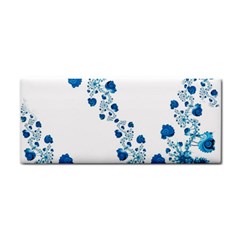 Abstract Blue Flowers On White Hand Towel by SpinnyChairDesigns