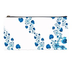 Abstract Blue Flowers On White Pencil Case by SpinnyChairDesigns