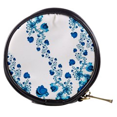 Abstract Blue Flowers On White Mini Makeup Bag