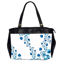 Abstract Blue Flowers On White Oversize Office Handbag (2 Sides) by SpinnyChairDesigns