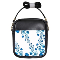 Abstract Blue Flowers On White Girls Sling Bag by SpinnyChairDesigns