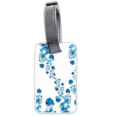 Abstract Blue Flowers On White Luggage Tag (two Sides) by SpinnyChairDesigns