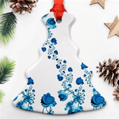 Abstract Blue Flowers On White Ornament (christmas Tree)  by SpinnyChairDesigns