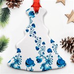 Abstract Blue Flowers on White Ornament (Christmas Tree)  Front