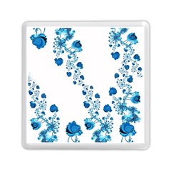 Abstract Blue Flowers On White Memory Card Reader (square) by SpinnyChairDesigns