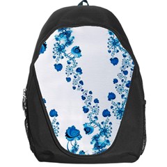 Abstract Blue Flowers On White Backpack Bag