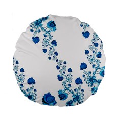 Abstract Blue Flowers On White Standard 15  Premium Round Cushions by SpinnyChairDesigns