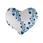 Abstract Blue Flowers on White Standard 16  Premium Heart Shape Cushions Back