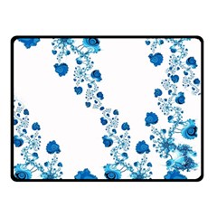 Abstract Blue Flowers On White Double Sided Fleece Blanket (small)  by SpinnyChairDesigns