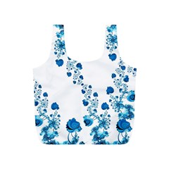 Abstract Blue Flowers On White Full Print Recycle Bag (s) by SpinnyChairDesigns