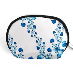 Abstract Blue Flowers On White Accessory Pouch (medium) by SpinnyChairDesigns