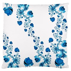 Abstract Blue Flowers On White Standard Flano Cushion Case (one Side) by SpinnyChairDesigns