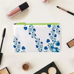 Abstract Blue Flowers On White Cosmetic Bag (xs) by SpinnyChairDesigns