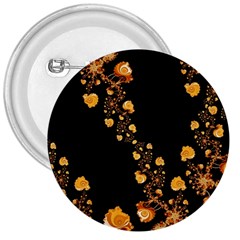 Abstract Gold Yellow Roses On Black 3  Buttons by SpinnyChairDesigns