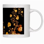 Abstract Gold Yellow Roses on Black White Mugs Right