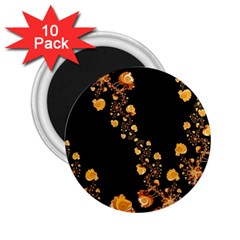 Abstract Gold Yellow Roses On Black 2 25  Magnets (10 Pack)  by SpinnyChairDesigns